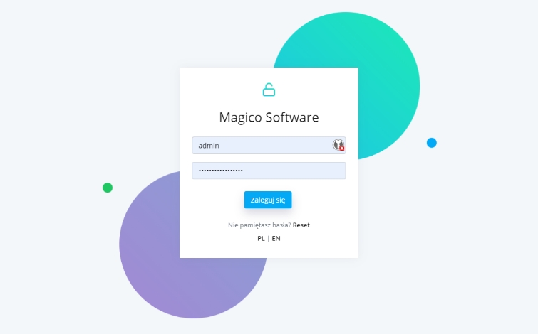 Ekran logowania systemu Magico Soft